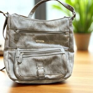 Vintage Gray Crossbody Bag with Adjustable Strap